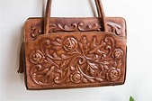 Brown Leather Purse - Vintage 1960's Mexican Tooled Leather Boho Bag ...