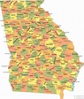 Georgia State Map With Counties And Cities – Map Vector