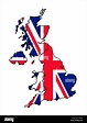 Ilustración de la bandera del Reino Unido en el mapa del país; aislado ...