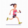 Free Vector | Young woman running a marathon