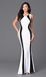 Long White-and-Black Prom Dress - PromGirl