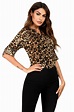 TOPS SHE Women's Leopard Print Top Button Down Long Sleeves V-Neck ...