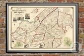 Vintage Morris County Map 1853 Morris County NJ Land | Etsy