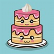 Gran torta de dibujos animados con crema rosa | Vector Premium