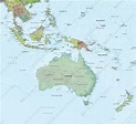 Digital Physical Map Oceania with relief 1296 | The World of Maps.com