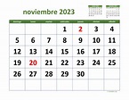 Calendario Noviembre 2023 de México | WikiDates.org