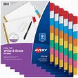 Avery 8-Tab Binder Dividers, Write & Erase Dividers, 8 Multicolor Big ...