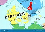 Dinamarca, Copenhague - Capital, Fijado En Mapa Político Stock de ...