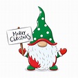 Cheerful Gnome With Christmas Sign Fabric Panel - White | Manualidades ...