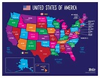 Map of USA States and Capitals - Colorful US Map with Capitals ...
