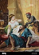 Samson and Delilah, chromolithograph from a home bible, 1870 Stock ...