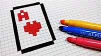 Pixel Art Hecho a mano - Cómo dibujar un as de corazones | Dibujos en ...