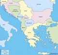 Península de los Balcanes. Mapa Político y Físico