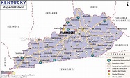 El Mapa del Estado de Kentucky - Estados Unidos de America