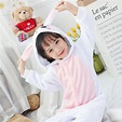 Kids White Pink Rabbit Onesie Kigurumi Pajamas Kids Animal Costumes for ...
