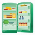 Open fridge with food icon, cartoon style 14231978 Vector Art at Vecteezy