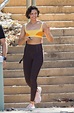 Vanessa Valladares in a Yellow Sports Bra Heads to the Gym in Adelaide ...