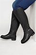 Black Faux Leather Knee High Boots In Wide E Fit & Extra Wide EE Fit ...