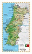 Detailed elevation map of Portugal with cities | Portugal | Europe ...