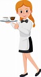Young female waitress cartoon character on white background 5181234 ...