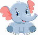Lindo bebé elefante de dibujos animados sentado | Vector Premium