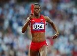 US’ Deedee Trotter runs with the baton d | Olympic athletes, Track and ...
