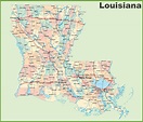 Road map of Louisiana with cities