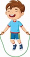 niño pequeño de dibujos animados jugando a saltar la cuerda 15220243 ...