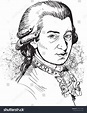 Wolfgang Amadeus Mozart (1756-1791) portrait in line art illustration ...