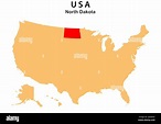 Mapa del estado de Dakota del Norte resaltado en el mapa de Estados ...