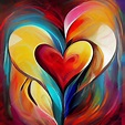 Premium Photo | Abstract Art Painting of Love and Heart Shape for ...
