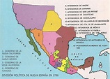 Mapa de Nueva España 1786 (división político-administrativa) | Mapa de ...
