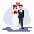 Ilustración de personaje de dibujos animados plana de matrimonio de ...