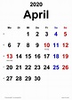 Kalender April 2020 als PDF-Vorlagen