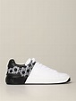 BALMAIN: sneakers in bicolor smooth leather with all-over B print ...