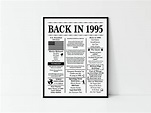 1995 Back in 1995 Fun Facts 1995 Trivia Birthday Sign - Etsy