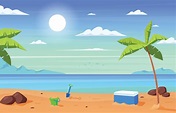fondo de paisaje de dibujos animados de playa 6823045 Vector en Vecteezy