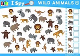 Wild Animals 1 Topic I Spy Game for kids Free PDF Download - Ezpzlearn.com