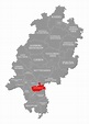 Offenbach County Red Highlighted in Map of Hessen Germany Stock ...