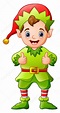 Ilustración vectorial de Dibujos animados elfo de Navidad dando un ...
