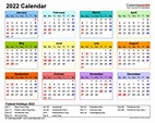 Excel Calendar 2022 English
