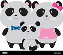 Linda Familia Osos Panda Selva Dibujos Animados Vector, 53% OFF