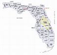 Mapa de los condados de Florida y del área metropolitana de Orlando ...