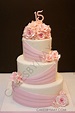 Pink Roses and Draping Quinceanera Cake — La Quinceanera | Tortas de 15 ...