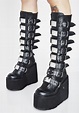 Demonia Swing-815 Buckle Knee High Platform Boots - Black | Goth shoes ...