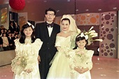 1988年歌星比莉與周禹侯於台視綜藝節目《強棒出擊》舉辦電視婚禮，會中由主持人盛竹如擔任主持，演藝界朋友接到場祝賀，場面相當熱鬧。 圖／聯合報系資料照