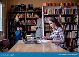 Students in library stock image. Image of caucasian - 111950081