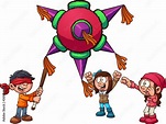 Cartoon kids playing with pinata clip art. Vector illustration with ...