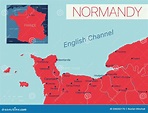Normandía De Francia Mapa Editable Detallado Stock de ilustración ...