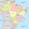 Map of Brazil regions: political and state map of Brazil